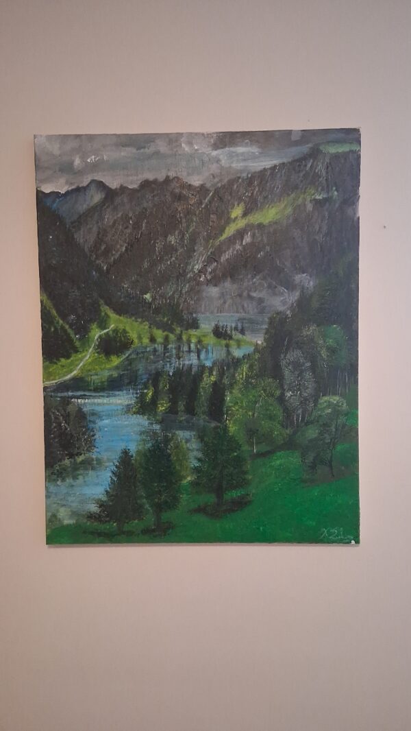 Ακρυλικά 89,5x69,5 εκ. – Βόλτα στην λίμνη του βουνού